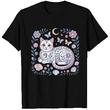 Discover Cancer Zodiac Cat Mystical Art T Shirts