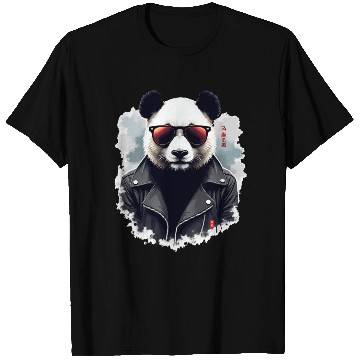 Discover Cool Panda with Sunglasses & Leather Jacket T Shirts