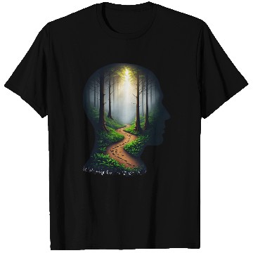 Discover Silhouette Face with Forest Path T Shirts.