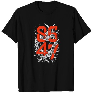 Discover Bold "8647" Chains & Numbers Graphic Art T Shirts