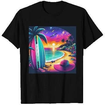 Discover Tropical Sunset Surf Vibes T Shirts