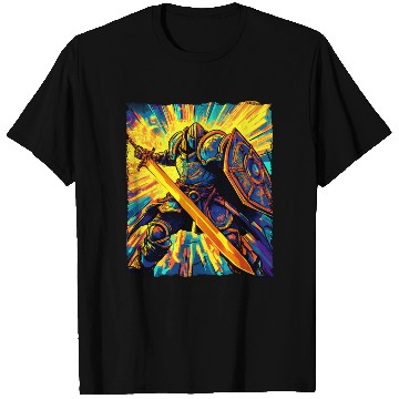 Discover Epic Fantasy Knight In Vibrant Battle Energy Art T Shirts