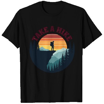 Discover Take A Hike - Vintage Sunset Mountain Silhouette T Shirts