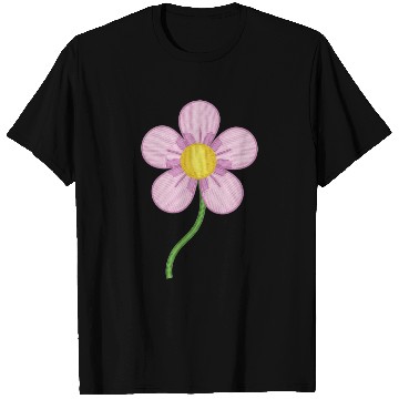 Discover Cute Pink Embroidered Flower Illustration T Shirts