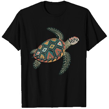 Discover Sea Turtle Geometric Pattern Shell T Shirts