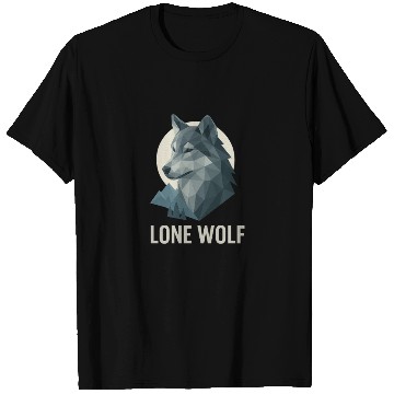 Discover Lone Wolf – Geometric Wolf Head under Moon Wildern T Shirts