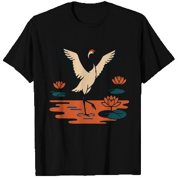 Discover Serene Crane & Lotus Design T Shirts