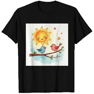 Discover Cheerful Sun and Heart Illustration T Shirts