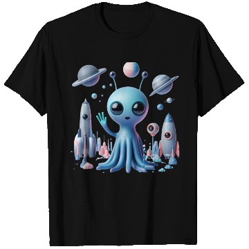 Discover Cosmic Hello: Alien’s Friendly Greeting T Shirts
