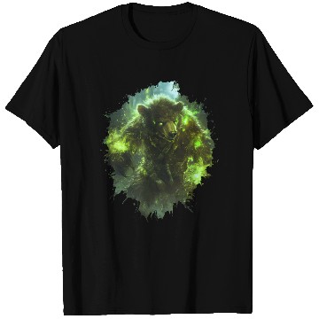 Discover Magical Bear Warrior with Green Nature Energy T Shirts