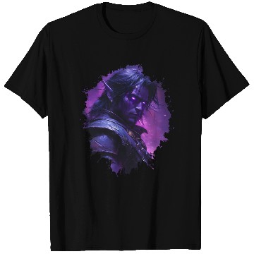 Discover Dark Elf Warrior with Glowing Purple Eyes T Shirts