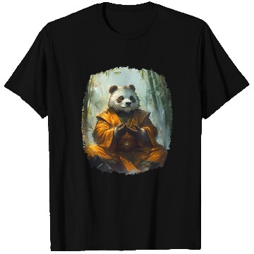 Discover Meditating Panda In The Zen Bamboo Forest T Shirts