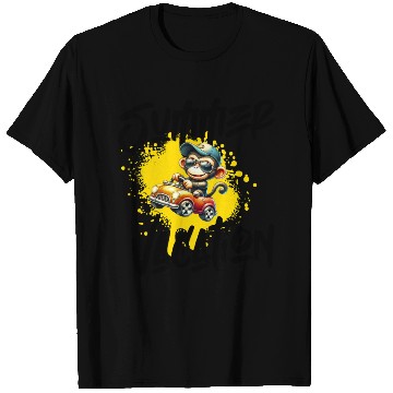 Discover Playful Monkey Driving Toy Car T Shirts