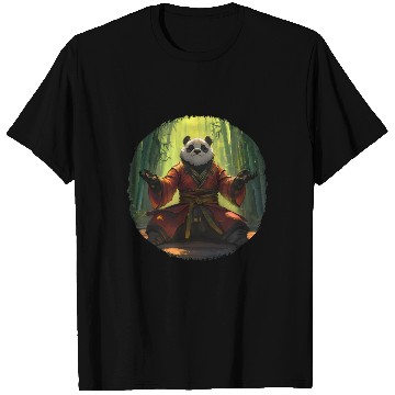 Discover Meditating Panda In Bamboo Forest With Zen Energy T Shirts