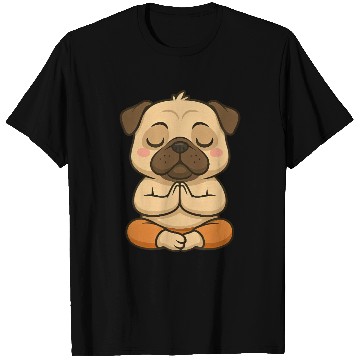 Discover Cute pug yoga meditation relaxation cartoon T Shirts