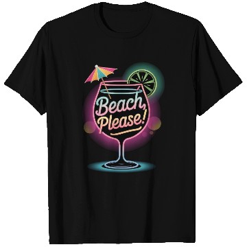 Discover Neon Tropical Cocktail Beach Please Retro Summer T Shirts