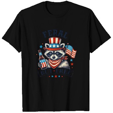 Discover Feral but Free Funny 4th of July Raccoon T Shirts
