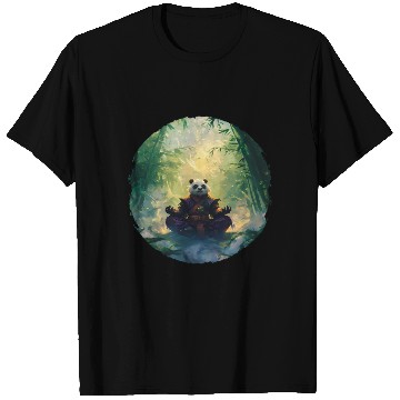 Discover Panda Meditates In A Bright Bamboo Forest T Shirts
