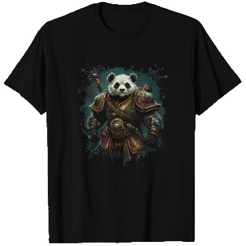 Discover Panda Hero In Gold Armor Against Fantasy Backdrop T Shirts