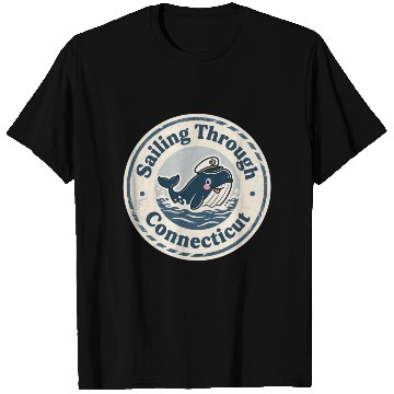 Discover Connecticut Whale Captain Design T Shirts