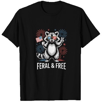 Discover Feral And Free Patriotic Raccoon T Shirts