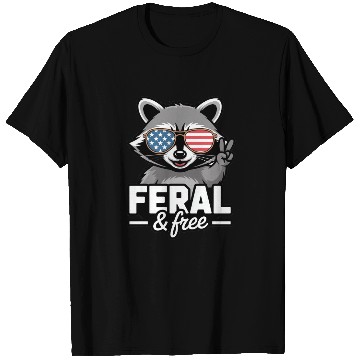 Discover Feral And Free Patriotic Raccoon T Shirts