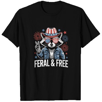 Discover Feral And Free Patriotic Raccoon T Shirts