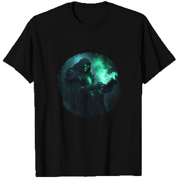 Discover Green Shadow Mage with Burning Spell Book T Shirts