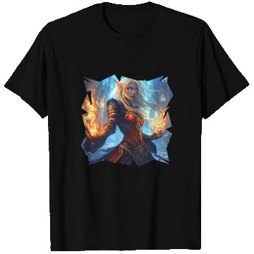 Discover Fire Elf Sorceress with Blazing Spell Power T Shirts