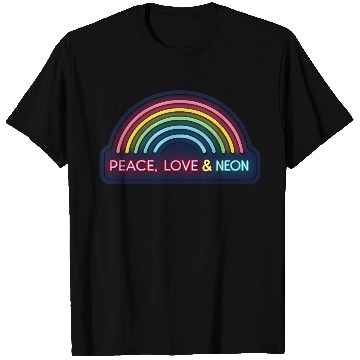 Discover Peace Love Neon Rainbow 70s T Shirts
