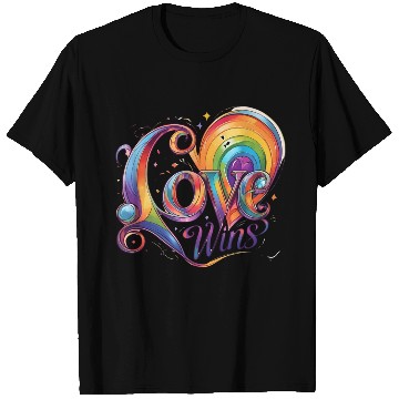 Discover Love Wins Rainbow Script T Shirts – Pride Month T Shirts
