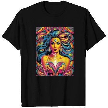 Discover Vibrant Psychedelic Goddess Illustration T Shirts