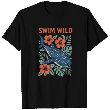 Discover Swim Wild | Tropical Whale Shark Design T Shirts