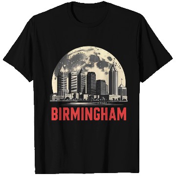 Discover Birmingham City Albm Skyline Full Moon T Shirts