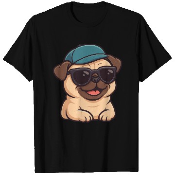 Discover Cool pug with sunglasses summer joy cartoon T Shirts