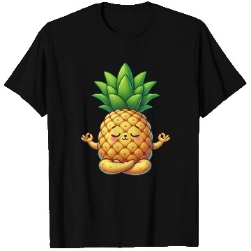 Discover Cute pineapple cartoon yoga meditation relaxation T Shirts