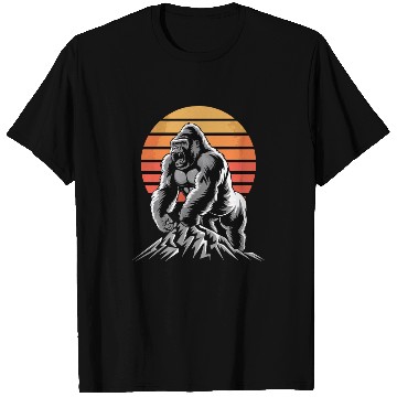 Discover Mighty Gorilla Roaring on Mountain Sunset T Shirts