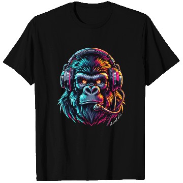 Discover Animal Art Gorilla with Headphone T Shirts