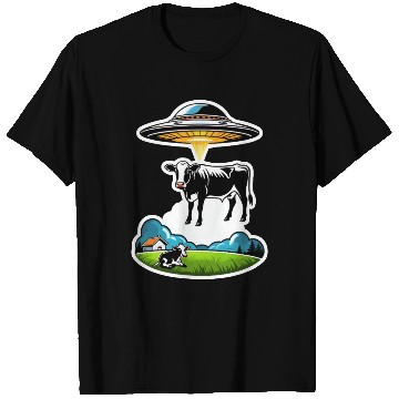 Discover Alien UFO cow abduction T Shirts