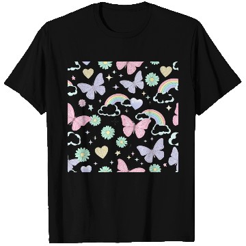 Discover Whimsical Butterfly Garden & Stars Pattern T Shirts