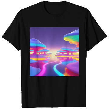 Discover Floating Islands of Light – Psychedelic Minimal T Shirts