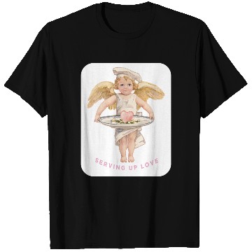 Discover Chef Cook Valentine SERVING UP LOVE Cupid Angel T Shirts