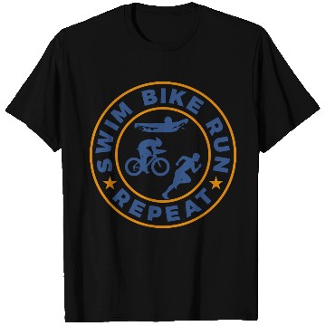 Discover Swim Bike Run Repeat T Shirts