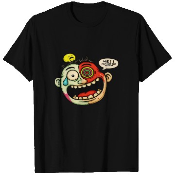 Discover Crazy Cartoon Face with Multicolor Eye – Funny T Shirts