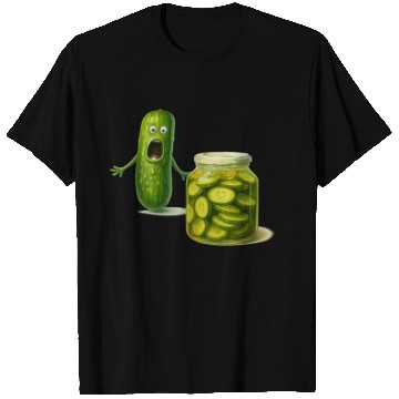 Discover Funny Pickle Cartoon Cute Dill Pickle Jar Reaction T Shirts