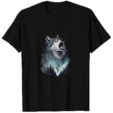 Discover Howling Wolf Under the Northern Sky T Shirts