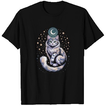 Discover Celestial Cat with Stars and Moon T Shirts