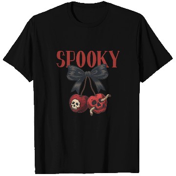 Discover Spooky Skull Cherry Bow Halloween T Shirts