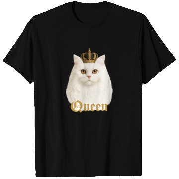 Discover White fluffy Queen Cat T Shirts