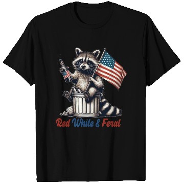 Discover Red White and Feral Raccoon 4th July T Shirts